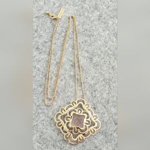 Kendra Scott Vintage Saki Necklace in Pink Quartz and Gold